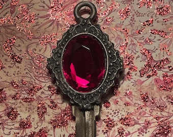 Garnet rose cut czech key blank you can have cut to your own home
