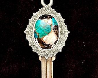 White Buffalo Kingman Turquoise key black for your home or office