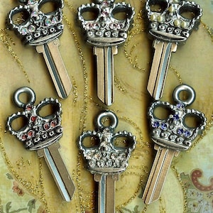 queens crown house key with swarovski crystals