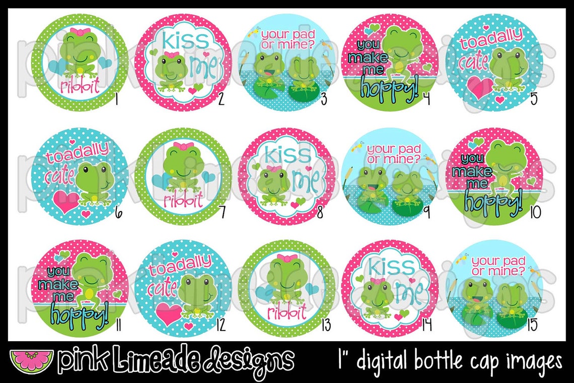Toadally Cute INSTANT DOWNLOAD 1 Bottle Cap Images 4x6 Etsy