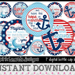 Anchor for the Soul 2 - Nautical Scripture - INSTANT DOWNLOAD 1&quot; Bottle Cap Images 4x6 - 657