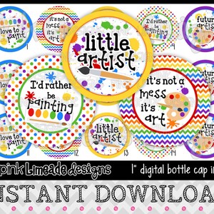 Rainbow Paint - INSTANT DOWNLOAD 1&quot; Bottle Cap Images 4x6 - 597