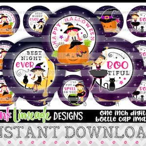 Bootiful Witches - INSTANT DOWNLOAD 1&quot; Bottle Cap Images 4x6 - 1037