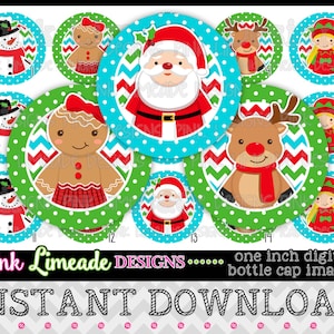 Christmas Characters - INSTANT DOWNLOAD 1" Bottle Cap Images 4x6 - 992
