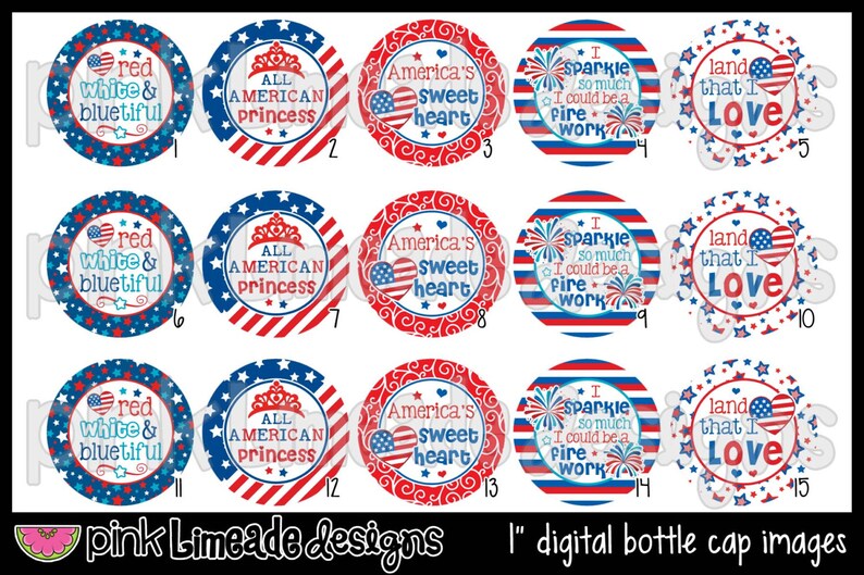 Land That I Love cute 4th of July sayings INSTANT DOWNLOAD 1 Bottle Cap Images 4x6 676 image 2