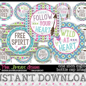 Free Spirit - INSTANT DOWNLOAD 1" Bottle Cap Images 4x6 - 748 - Etsy