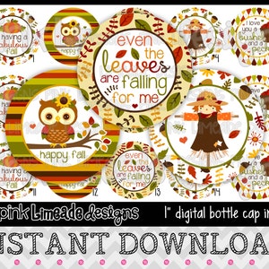 Fabulous Fall - INSTANT DOWNLOAD 1&quot; Bottle Cap Images 4x6 - 707