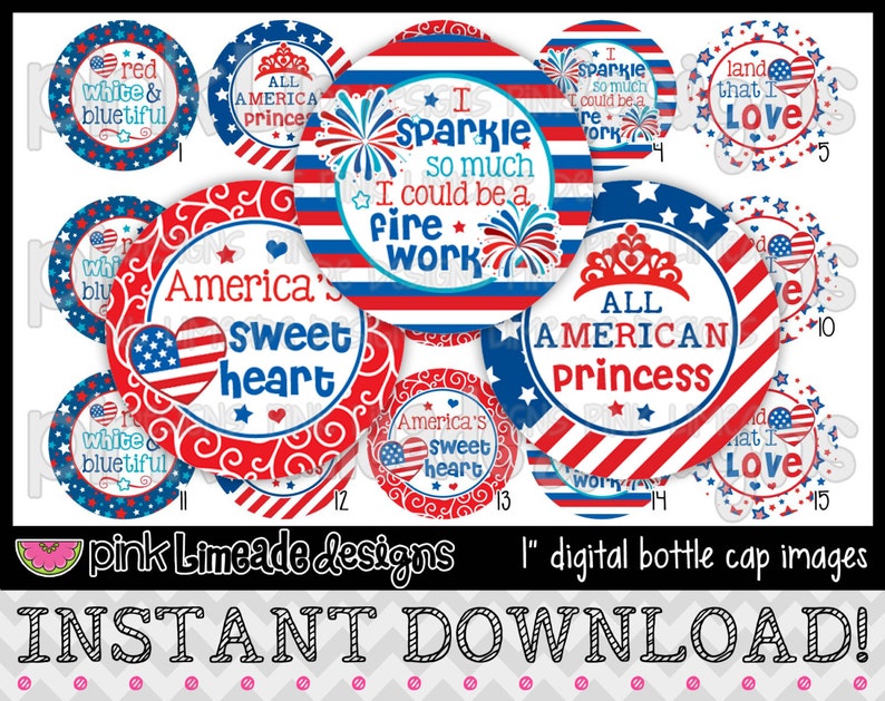 Land That I Love cute 4th of July sayings INSTANT DOWNLOAD 1 Bottle Cap Images 4x6 676 image 1