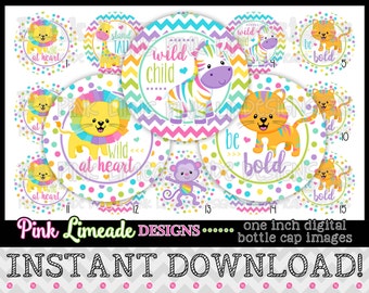 Wild at Heart Pastels - INSTANT DOWNLOAD 1" Bottle Cap Images 4x6 - 928