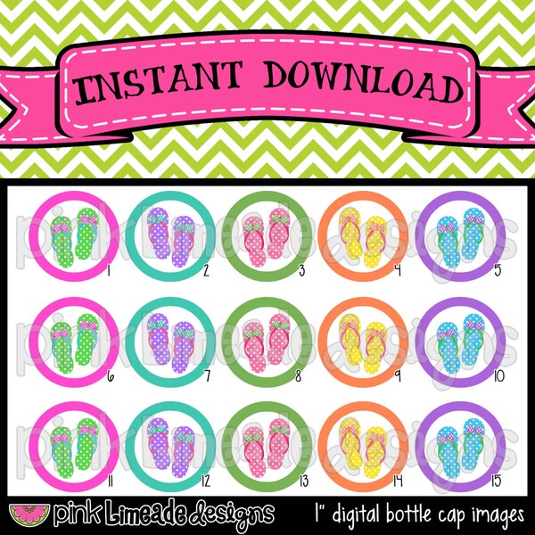 Bow Flops - INSTANT DOWNLOAD 1" Bottle Cap Images 4x6 - 453