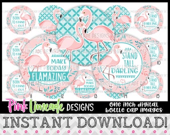 Flamazing - flamingos spring summer pastel sayings - INSTANT DOWNLOAD 1" Bottle Cap Images 4x6 - 1107