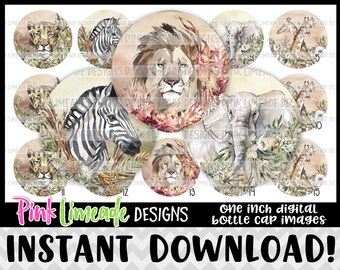 Savanna - beautiful African animals - INSTANT DOWNLOAD 1" Bottle Cap Images 4x6 - 1222