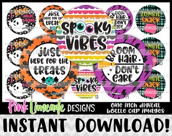 Spooky Vibes - cute colorful Halloween sayings - INSTANT DOWNLOAD 1" Bottle Cap Images 4x6 - 1144