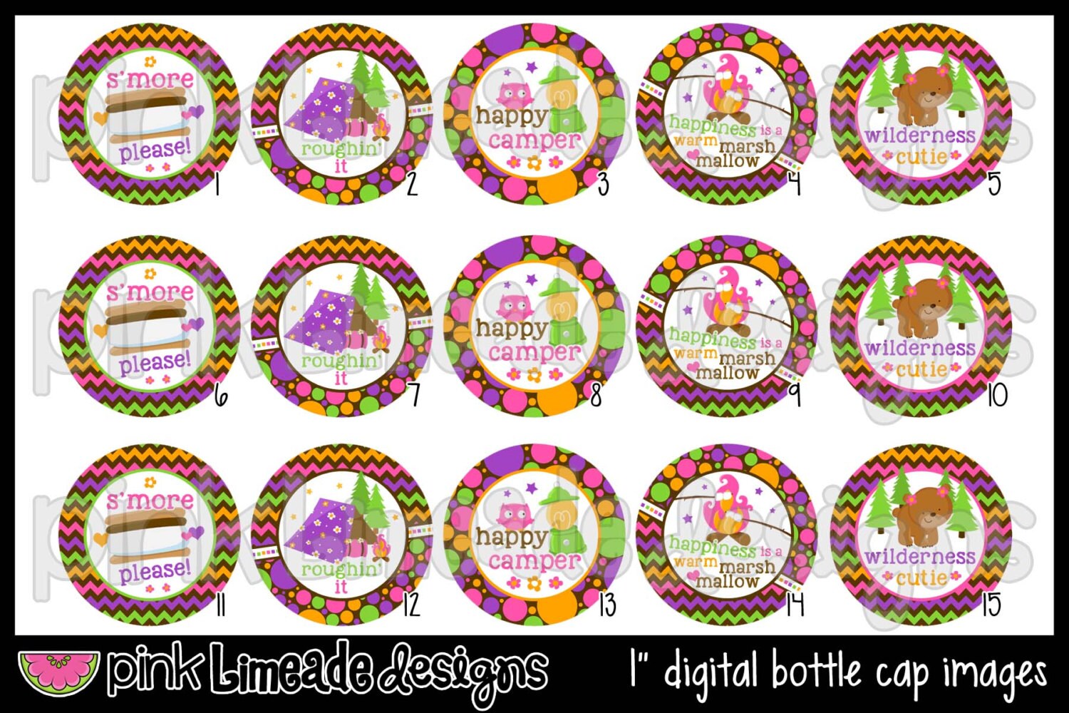Happy Camper INSTANT Download 1 Bottle Cap Images 4x6 | Etsy