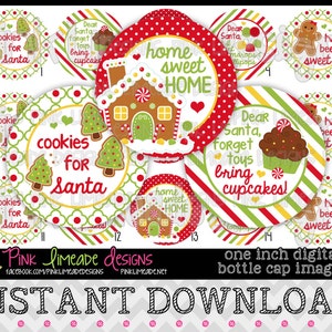 Cookies for Santa - INSTANT DOWNLOAD 1" Bottle Cap Images 4x6 - 756
