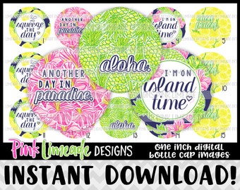 I'm on Island Time - INSTANT DOWNLOAD 1" Bottle Cap Images 4x6 - 1249