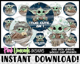 Baby Alien - INSTANT DOWNLOAD 1&quot; Bottle Cap Images 4x6 - 1234