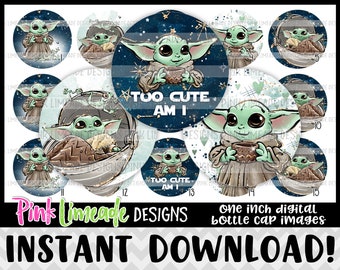 Baby Alien - INSTANT DOWNLOAD 1" Bottle Cap Images 4x6 - 1234