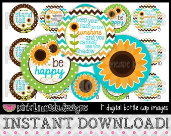 Stand Tall - sunflower images and quotes - INSTANT DOWNLOAD 1" Bottle Cap Images 4x6 - 708