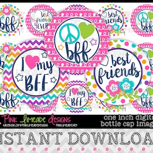 Best Friends - INSTANT DOWNLOAD 1&quot; Bottle Cap Images 4x6 - 854