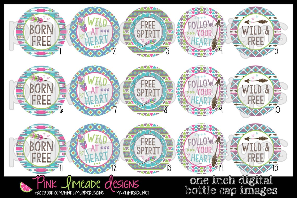 Free Spirit INSTANT DOWNLOAD 1 Bottle Cap Images 4x6 - Etsy