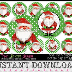 Jolly Vintage Santa - INSTANT DOWNLOAD 1" Bottle Cap Images 4x6 - 719