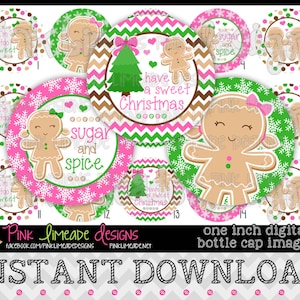 Gingerbread Girl - INSTANT DOWNLOAD 1" Bottle Cap Images 4x6 - 736