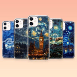 Sternennacht Handyhülle Vincent van Gogh Big Ben für iPhone 16, 15, 14, 13, Samsung S25, S24, S23FE, S22, A16, A56, Pixel 9Pro 9A