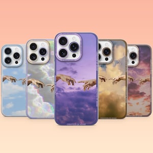 Michelangelo Phone Case Paintings Art Creation of Adam Renaissance Cover iPhone 16 Pro 15 Pro 14 13 12 Samsung S25 Plus S24 FE S23 A56