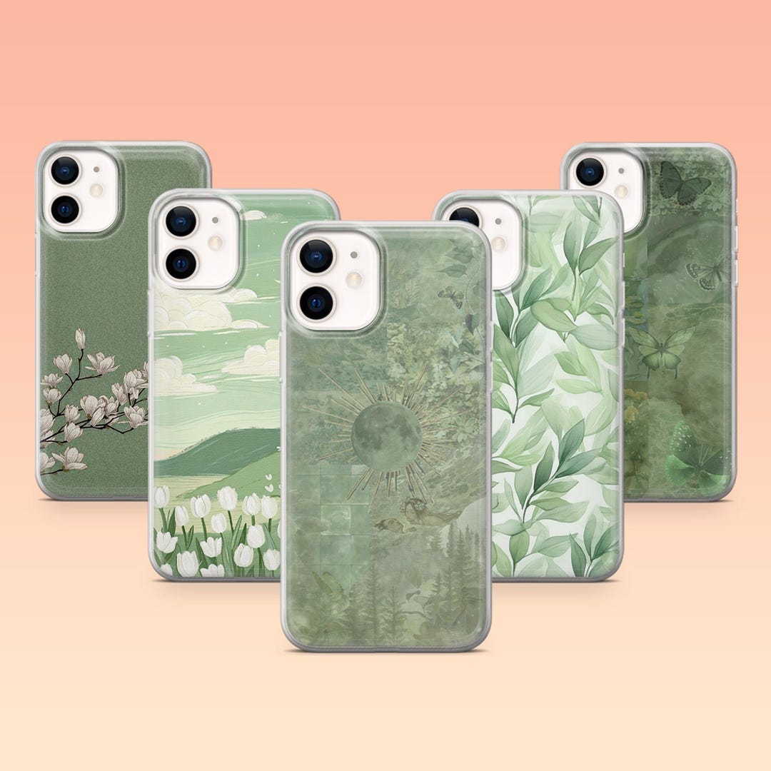 Sage Green Phone Case Green Aesthetic Cover for iPhone 16 Pro, 16e, 15