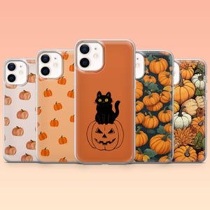 Halloween Phone Case Pumpkin Spooky Cat Cover iPhone 16 16e 15 14 13 12 Samsung S25 S25 Edge S24 S23FE S22 A16 A56 Pixel 9Pro 8A 9A