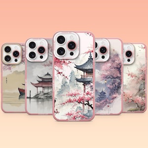 Funda de teléfono china con estilo asiático para iPhone 16 Pro, 16e, 15, 14, 13 y 12, Samsung S25, S25 Edge, S24, S23FE, S22, A56, Pixel 9Pro y 9A.