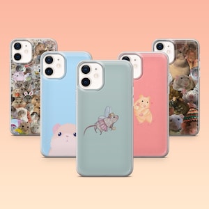 Custodia per telefono Hamster, custodia per topo e ratto, per iPhone 16 Pro, 16e, 15, 14, 13, 12, Samsung S25, S25 Edge S24, S23FE, S22, A16, Pixel 9Pro, A8, 9A