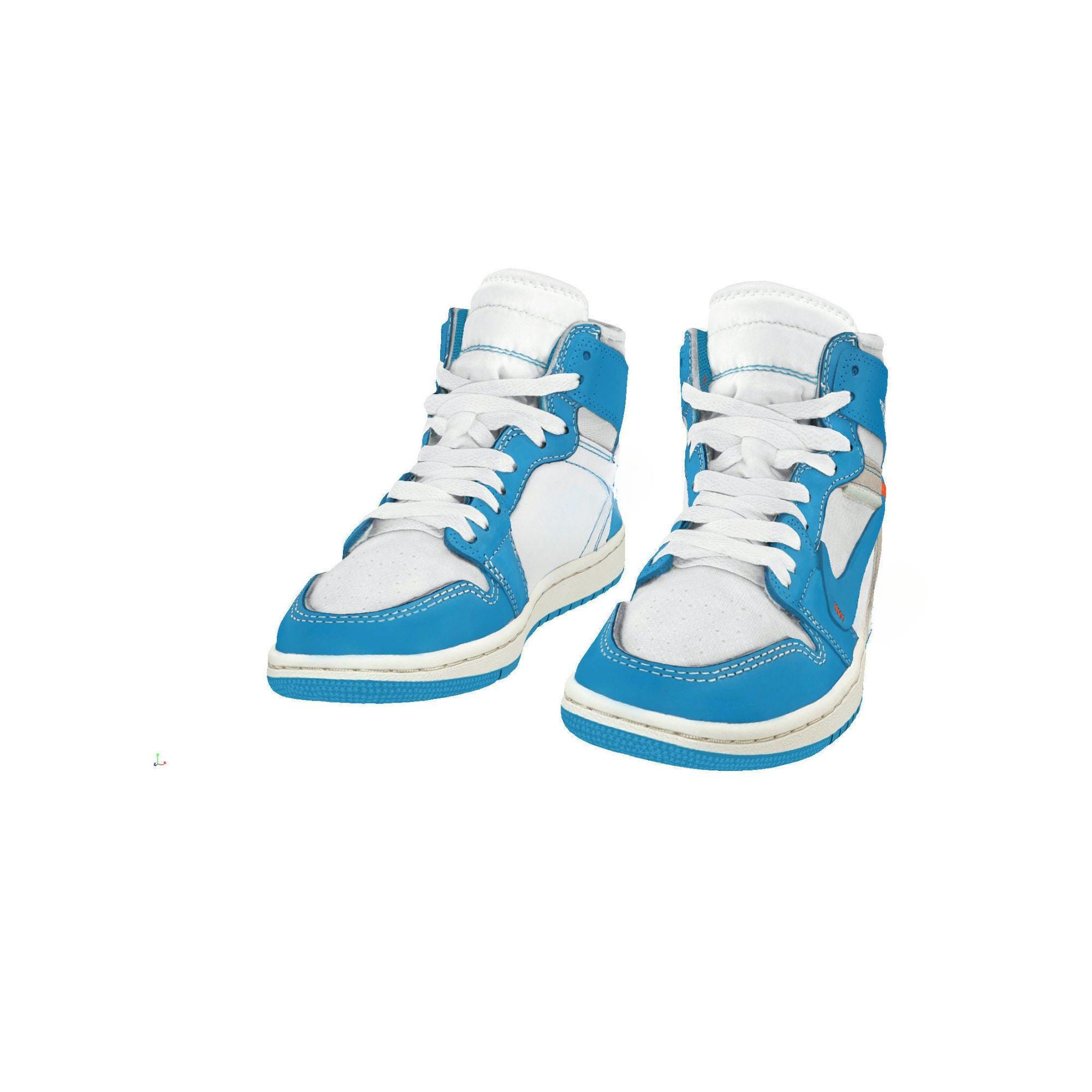 Nike Air Jordan 1 x Off-White Blue 3D model .OBJ | .DN | MTL File for 3D printing | Adobe Dimension