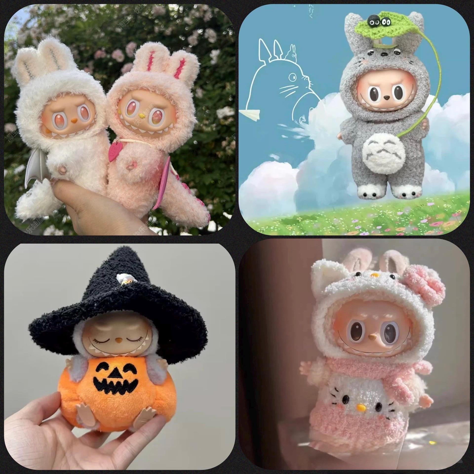 labubu outfit —brown monster,white angel,Totoro,hello kitty, Halloween pumpkin,dinosaur,pink bow,