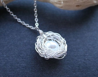 Bird Nest Necklace, Mothers Necklace, Mothers Day Gift, Grandma Necklace, Nest Necklace One Egg, New Mom Necklace