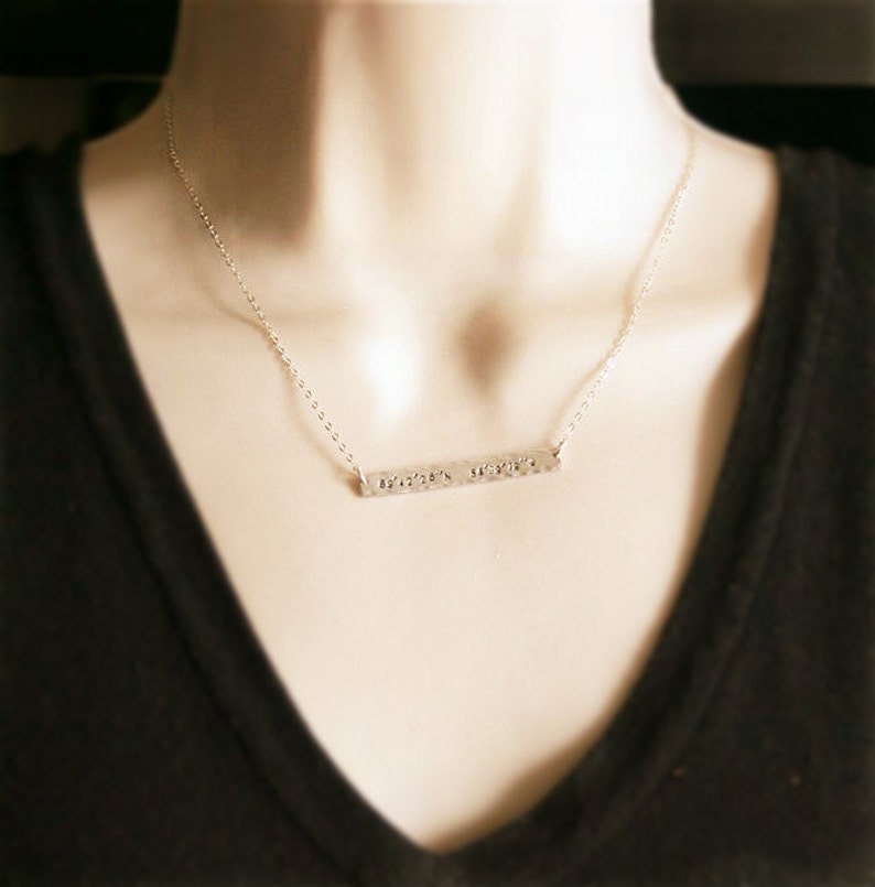Coordinate necklace, Latitude Longitude, Custom Coordinates Bar Necklace, Location Necklace, Number Necklace, Mothers Day Gift image 4