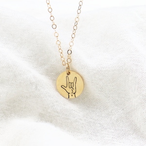 Hand Gestures Necklace, I Love You Sign Language Necklace, Finger Sign Jewelry, Mothers day Gift, Necklace for Mom