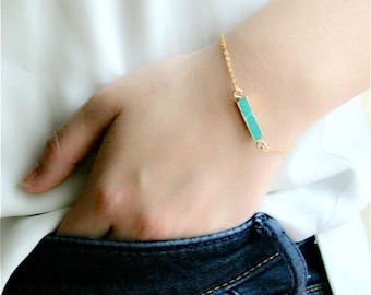 Turquoise Bracelet, Gold Layering Bracelet, Turquoise Jewelry, Dainty Bracelet, Gift for Her, Boho Bracelet