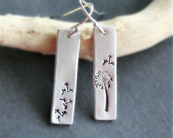 Flower Earrings, Sterling Silver Dandelion Earrings, Botanical Earrings, Floral Jewelry