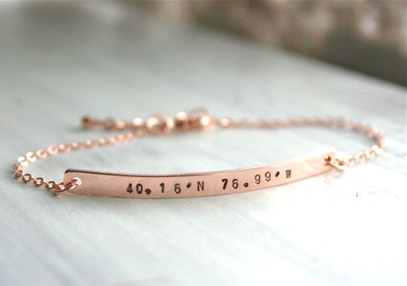 Rose Gold Coordinates Bracelet Custom Coordinate Jewelry Etsy