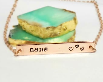 Personalized Name plate Necklace, Mothers Day Gift, Name Bar Necklace, Mothers Necklace, Nameplate Necklace,  Heart Necklace, Love Necklace