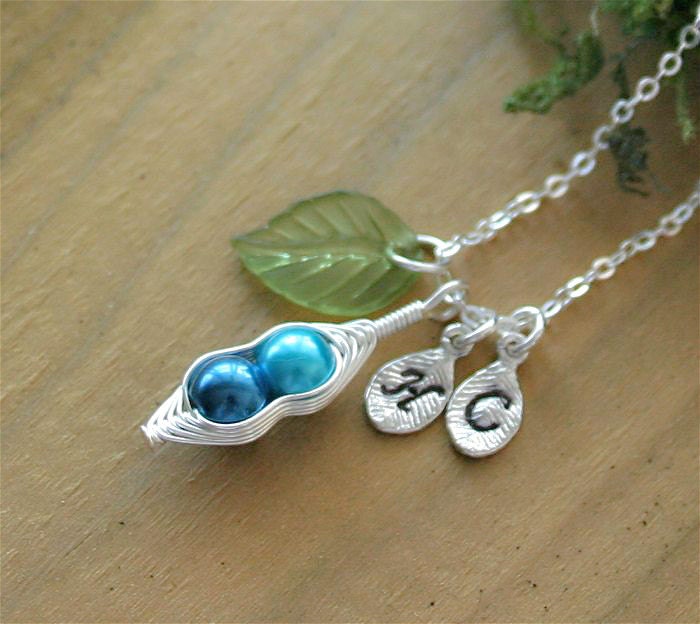Peapod Necklace 2 Peas in a Pod Mom 