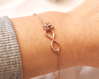 Rose Gold Infinity Bracelet with Custom Initials. Infinity Symbol, Dainty Infinity, Forever infinity Bracelet, bff Bracelet