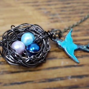 Mothers Necklace, Bird Nest Necklace, Nest Necklace Blue Bird, Gift for Mother, Mom Kid Necklace, Nest with 1, 2, 3, 4, 5 eggs