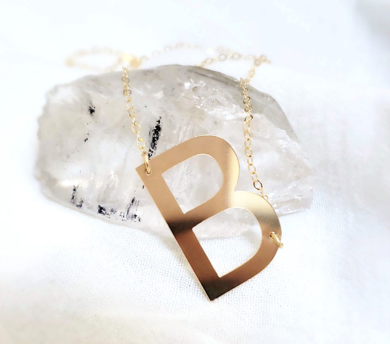 Big Initial Necklace Sideways Initial Necklace Alphabet Etsy Ireland
