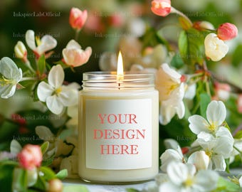 Candle Mockup Template: White Soy Candle, POD Design (JPEG Digital Download)