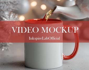 Christmas Mug Video Mockup: Festive 11oz Mug (MP4)