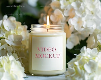 Mockup kaarsvideo: 9oz sojakaars POD-sjabloon (digitale download)