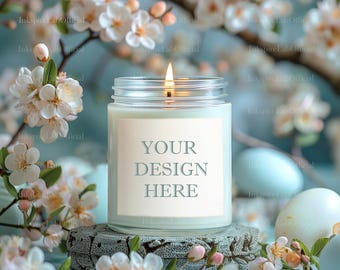 Easter Soy Candle Mockup: POD Candle Template (Digital Download)
